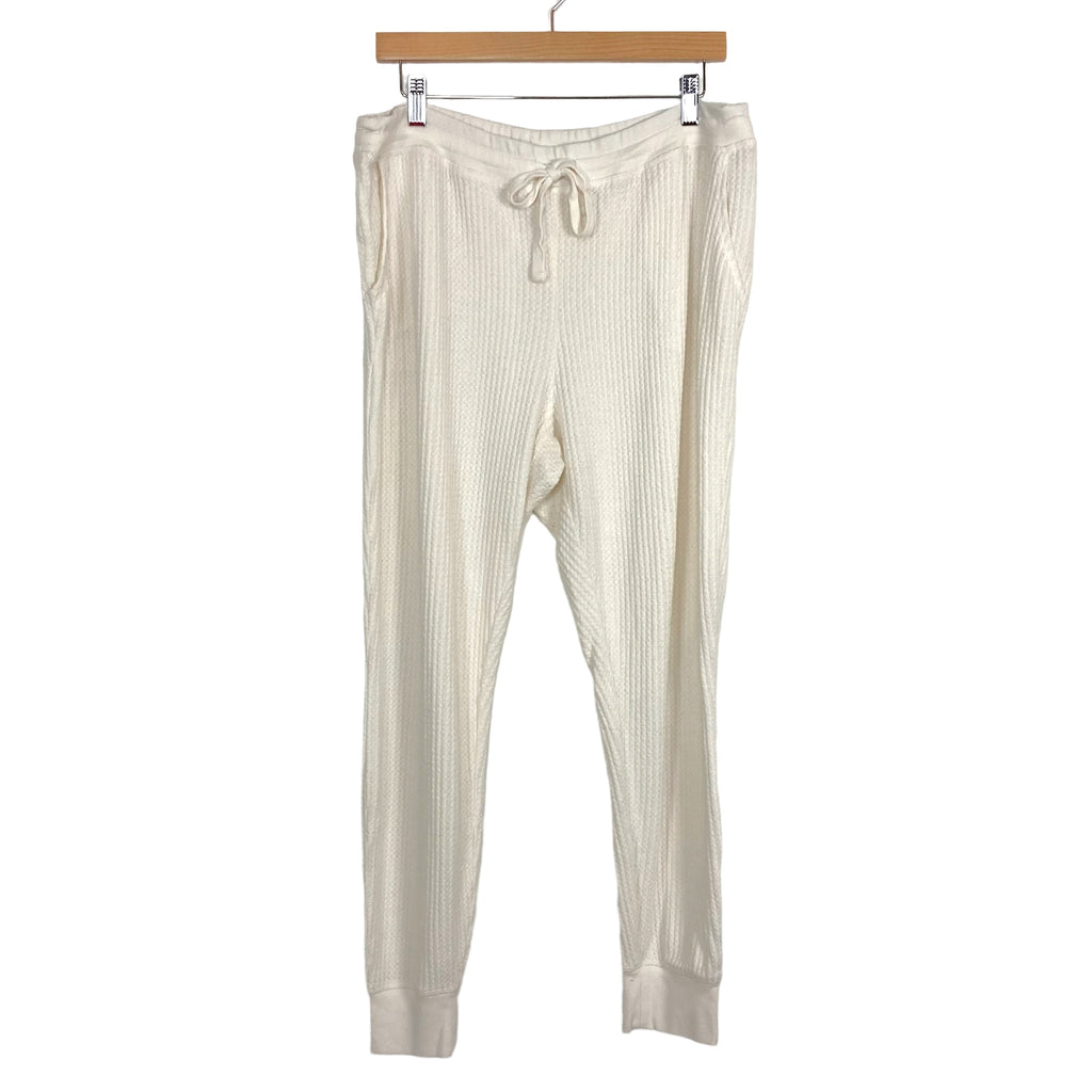 Colsie White Waffle Stitch Drawstring Joggers- Size L (Inseam 28) – The  Saved Collection