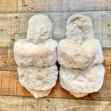 Express Cream Faux Fur Slippers- Size S (5/6, sold out online)