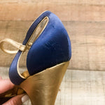 Tory Burch Navy Blue/Gold Heels- Size 9.5 (See Notes)