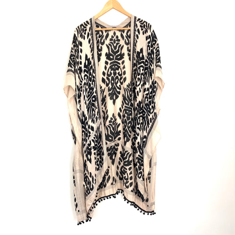Ruggine Tan & Black Boho Kimono/ Shaw- One Size