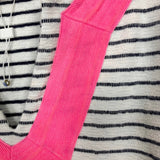 Sail to Sable White/Navy Striped with Pink Neckline and Cuffs Cover Up- Size XL (see notes)