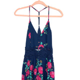 Pink Lily Navy Floral Crochet Waist Maxi Dress NWT- Size S (sold out online)