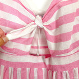 Petal + Pup White and Pink Striped Front Cutout Semi Sheer Dress NWT- Size 4