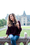 Lauren Conrad Wine Bell Sleeve Sweater- Size S