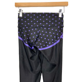 Fit Mama Black with Purple Star Print Drawstring Leggings- Size S (Inseam 19”)