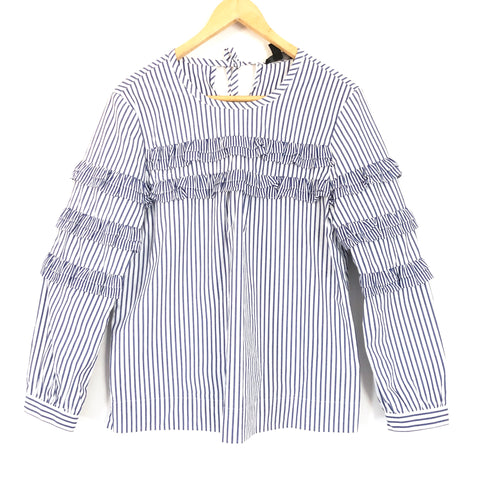 J Crew Striped and Ruffle Top- Size 2