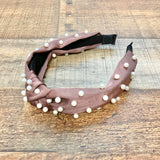 No Brand Chocolate with Pearls Top Knot Headband