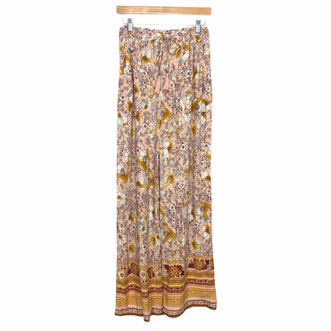 Band of Gypsies Blush Gold Floral Drawstring Waist Pants NWT- Size S (Inseam 31.5”)