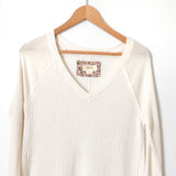 Maeve by Anthropologie Long Sleeve Ivory Waffle Knit Thermal- Size XS