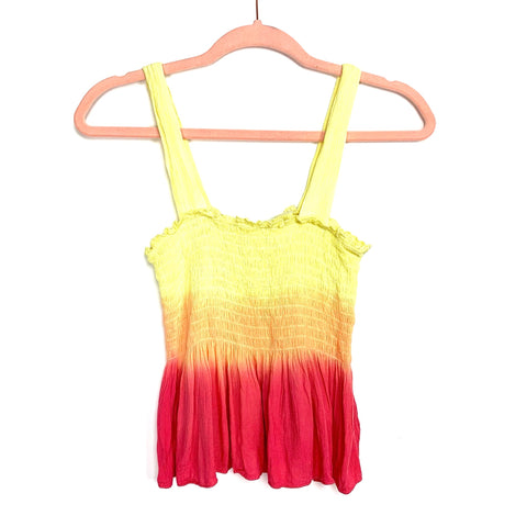 Derek Heart Yellow/Orange/Red Ombre Smocked Tank Top NWT- Size M