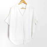 Madewell White Collared Blouse with Button Detail on Back- Size M