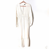 Amaryllis White Plunge Neckline Smocked Waist Maxi- Size XL (out of stock online)