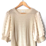 Blu Pepper Ivory 3/4 Sheer Sleeve Top- Size S