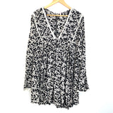 Free People Black and White Floral Lace Trim Dress- Size XS
