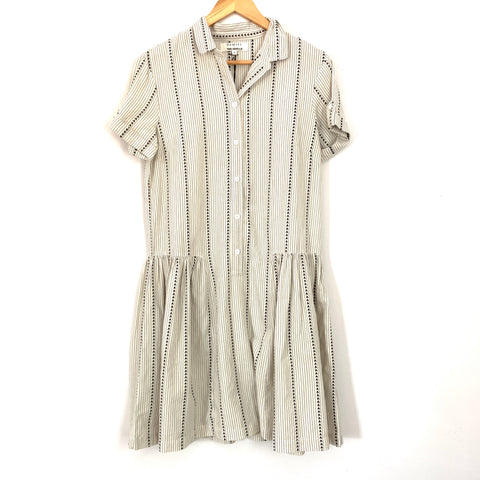 Damsel + The Odells Tan Pinstripe Button Up Cotton Dress with Drop Waist NWT- Size S