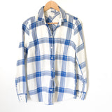 J Crew BoyFit Plaid Button Down in Blue/White- Size XS