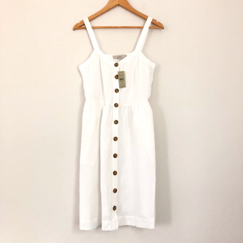 LOFT White Button Front Linen Blend Dress NWT - Size 6P