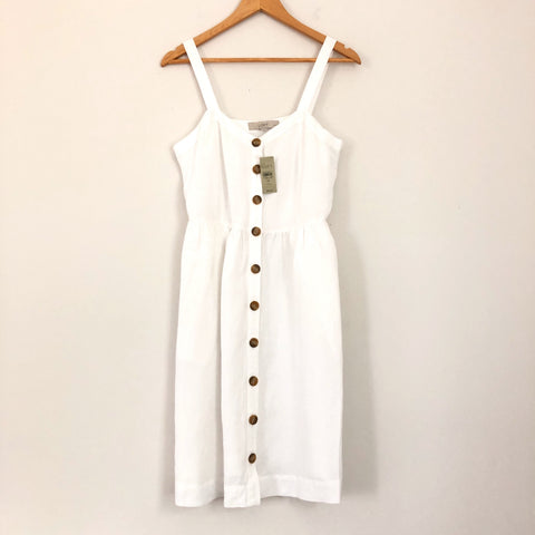 LOFT White Button Front Linen Blend Dress NWT - Size 6P LOFT White Button Front Linen Blend Dress NWT - Size 6P