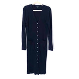 J Crew Black Ribbed Button Up Sweater Dress- Size L