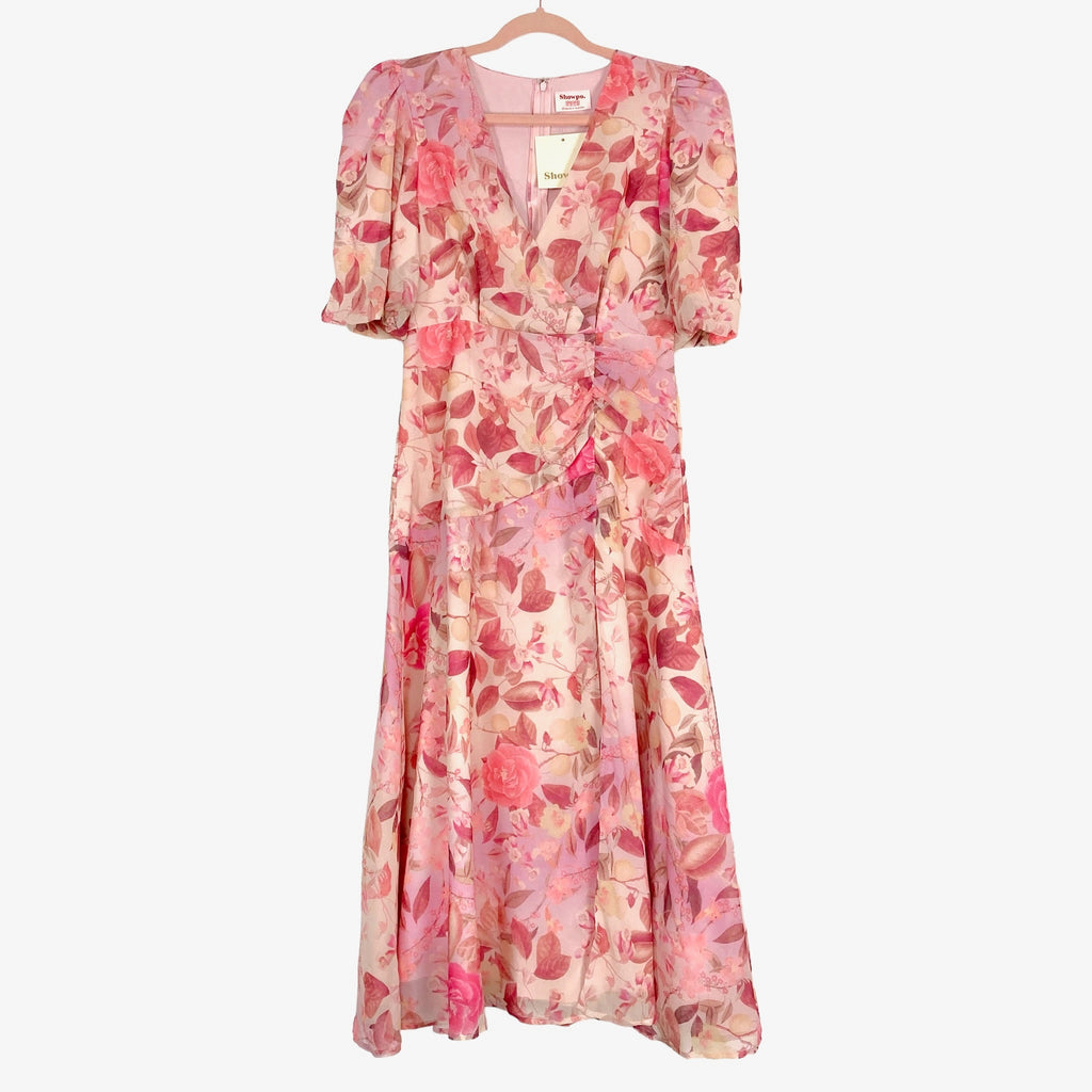 Showpo Pink Soft Floral Loree Midi Dress NWT- Size 6 – The Saved Collection Showpo Pink Soft Floral Loree Midi Dress NWT- Size 6 – The Saved Collection
