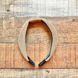 No Brand Tan Ribbed Knit Knot Headband