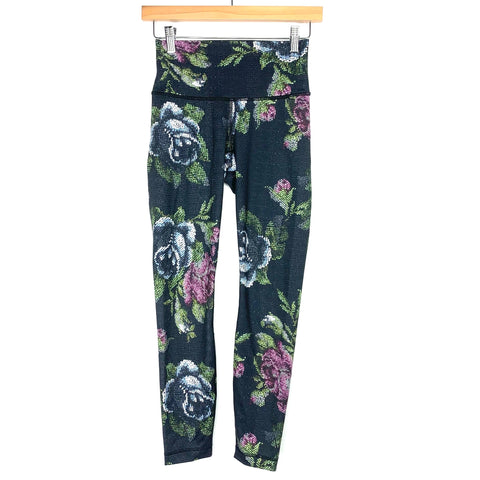 Lululemon Black Floral Digital High Waist With Exposed Seam Leggings - Size ~4 (Inseam 25") (See Notes)