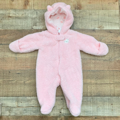 Just One You by Carters Pink Cat Zip Up Hooded One Piece- Size 3M