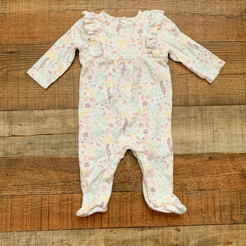 The Children's Place Floral Footie One Piece- Size 0-3M