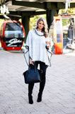 Bishop + Young Gray with Black Flecks and Black Trim Cowl Neck Poncho- Size M (sold out online)