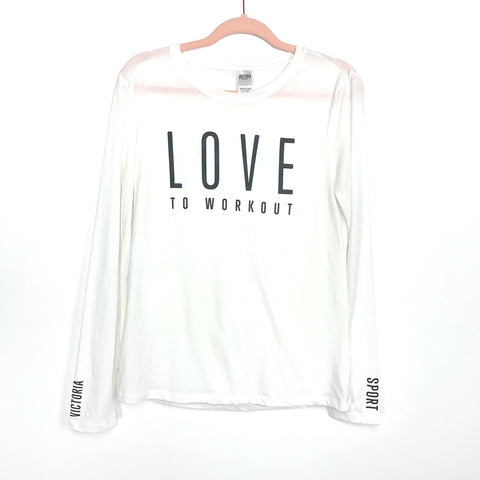 Victoria Secret White "Love To Workout" Cutout Back Long Sleeve Top- Size S