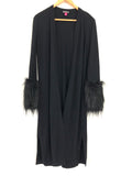 Vince Camuto Black Fur Cuff Open Front Cardigan- Size XS