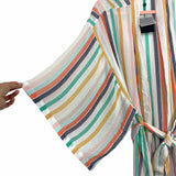 America & Beyond Colorful Striped Maxi Kimono NWT- Size S/M