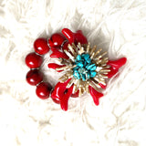 No Brand Red Coral Large Beaded Bracelet