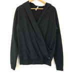 Fabletics Black Criss Cross Drape Front Hooded Sweater- Size L