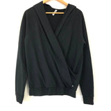 Fabletics Black Criss Cross Drape Front Hooded Sweater- Size L