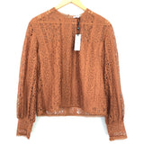 Heartloom Rust Lace Blouse with Bubble Sleeve NWT- Size S