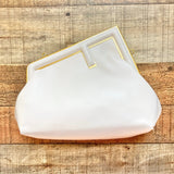 No Brand Cream Asymmetrical Snap Clutch with Extra Strap and Dust Bag (New Condition)