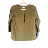 Madewell Olive Utility Long Sleeve with Half Hidden Buttons- Size S
