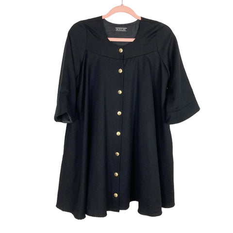 Boulee Black 100% Wool Button Front Coat Dress- Size ~S (see notes)