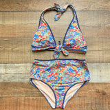 J Crew Floral Padded Halter Bikini Top- Size S (TOP ONLY)