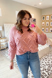 Amaryllis Pink Heart Pom Pom Sweater NWT- Size M/L