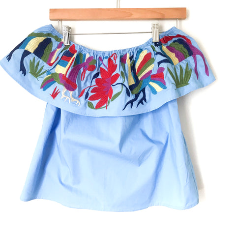Buddy Love Off the Shoulder Bird Print Ruffle Embroidered Top- Size XS