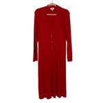 Free Assembly Goji Berry Ribbed Sweater Midi Dress with Collar- Size XL