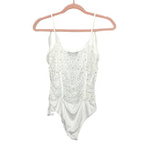 BANJUL White Semi Sheer Studded Bodysuit- Size M