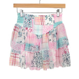 Madden NYC (Walmart) Pink/Blue Patchwork Smocked Double Ruffle Skort NWT- Size S (sold out online)