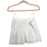 Abercrombie & Fitch White Spaghetti Strap Eyelet Top- Size M