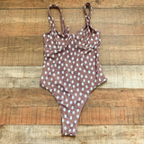 Abercrombie & Fitch Brown Polka Dot Back Cut Out One Piece- Size S