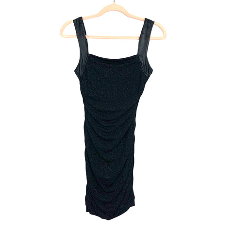 Hailey Logan by Adrianna Papell Black Shimmer Side Ruching Bodycon Dress- Size S