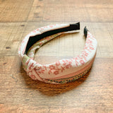 No Brand Cream/Pink/Green Floral Top Knot Headband