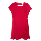 Club Monaco Red Ruffle Faux Wrap Dress- Size 12